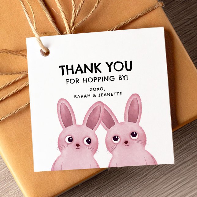 Étiquettes Cadeau Merci lapins roses (Créateur téléchargé)
