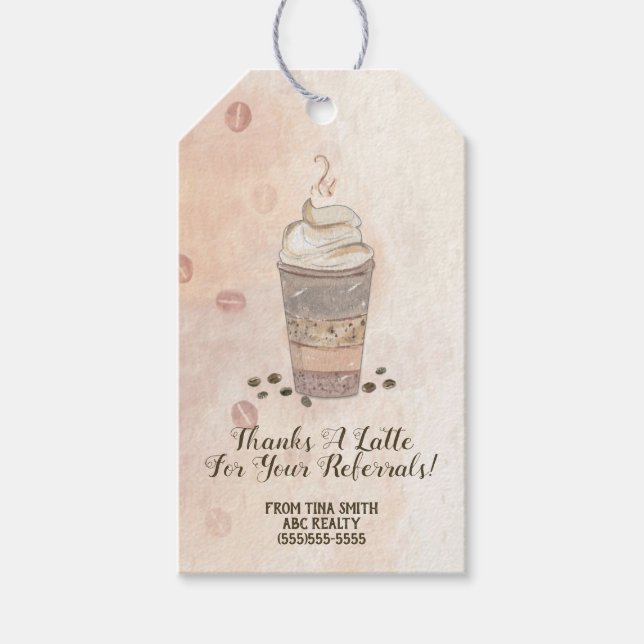 Étiquettes-cadeau Merci Latte Coffee Pop By (Devant)