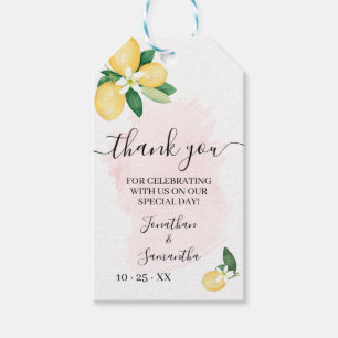Étiquettes-cadeau Merci Lemons Pink Wedding shower nuptiale Favorise