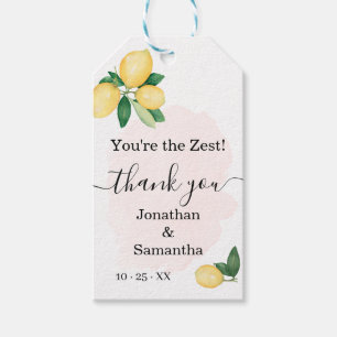 Étiquettes-cadeau Merci Lemons Wedding shower de naissance rose