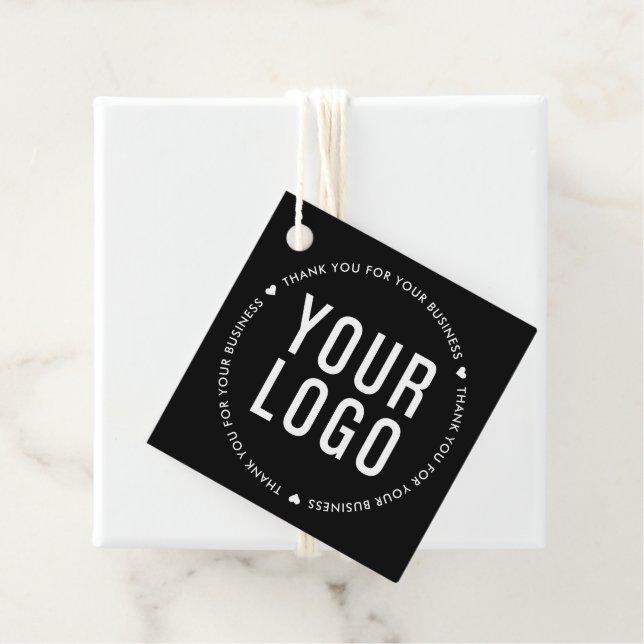 Étiquettes Cadeau Merci Logo Black Personnalisé Pour Votre Entrepris (En situation)