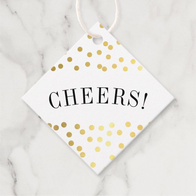 Étiquettes Cadeau MERCI luxe chic taches de confetti d'or (Devant)