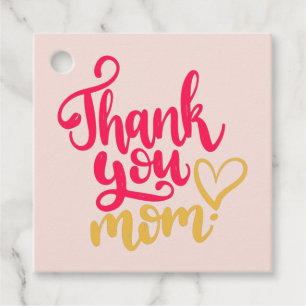 Étiquettes Cadeau Merci Maman with Heart Pink Tags cadeaux