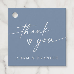 Étiquettes Cadeau Merci manuscrit bleu foncé moderne Mariage