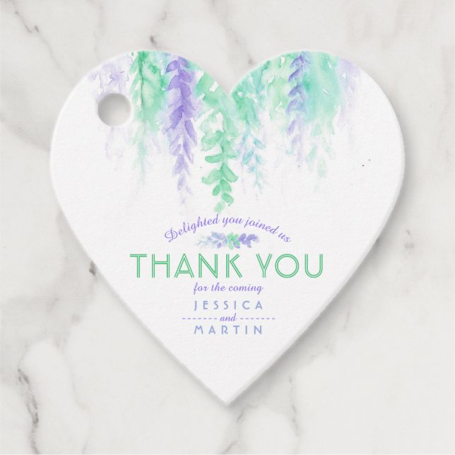 Étiquettes Cadeau Merci mariage abstrait fleuri ou événement vert bl (Devant)