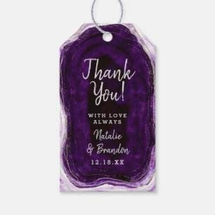 Étiquettes-cadeau Merci Mariage Amethyst Purple & Silver Geode
