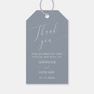 Étiquettes-cadeau Merci Mariage bleu Dusty