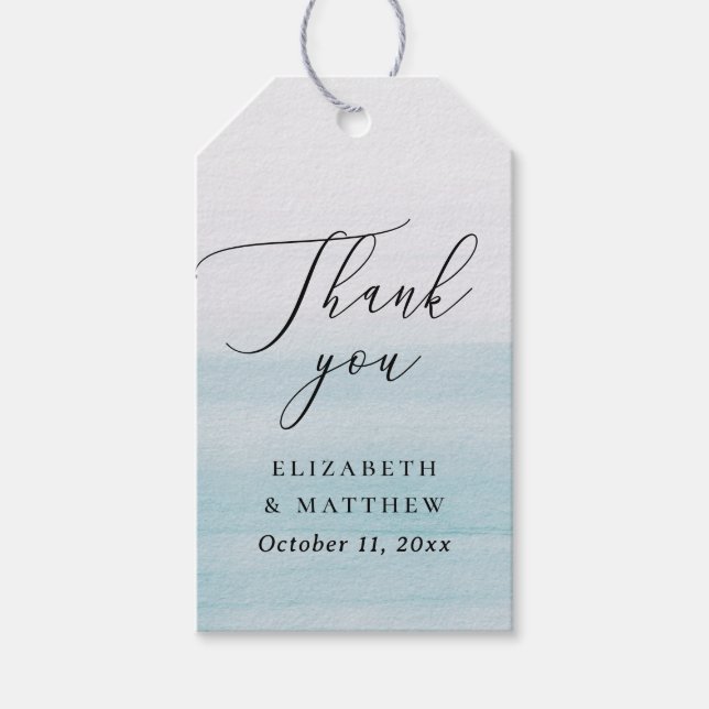 Étiquettes-cadeau Merci Mariage bleu marine | Elégant littoral (Devant)