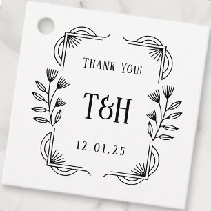 Étiquettes Cadeau Merci! Mariage botanique Art déco personnalisé