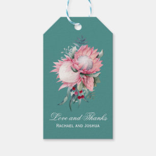 Étiquettes-cadeau Merci Mariage botanique du roi Protea
