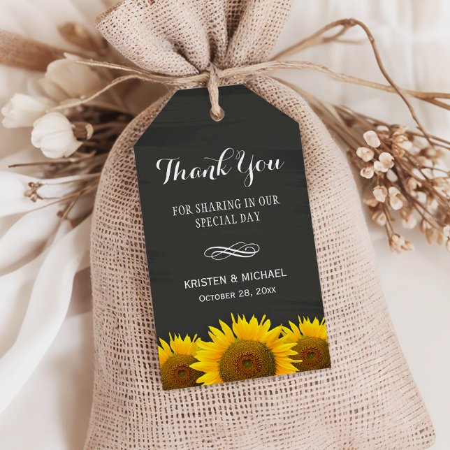 Étiquettes-cadeau Merci Mariage Chalkboard de tournesol classique (Créateur téléchargé)