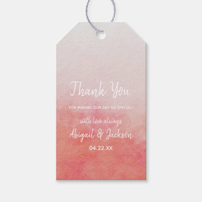 Étiquettes-cadeau Merci Mariage couleur rose et rose pâle (Devant)