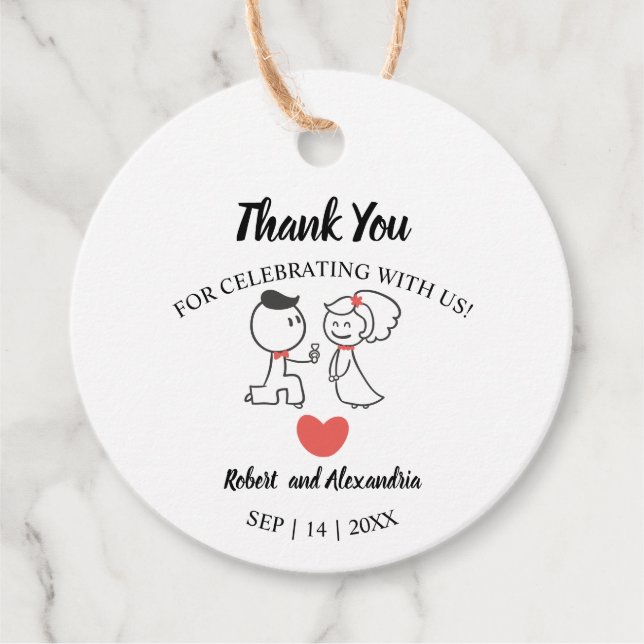 Étiquettes Cadeau Merci mariage Couple pour le Mariage à venir (Devant)