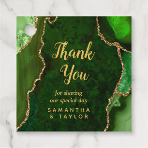 Étiquettes Cadeau Merci Mariage d'âge vert et or