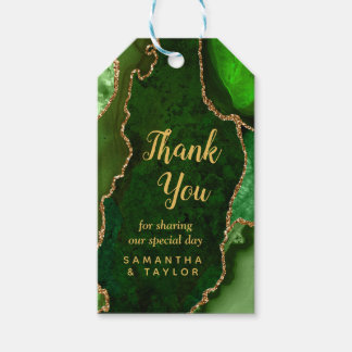 Étiquettes-cadeau Merci Mariage d'âge vert et or