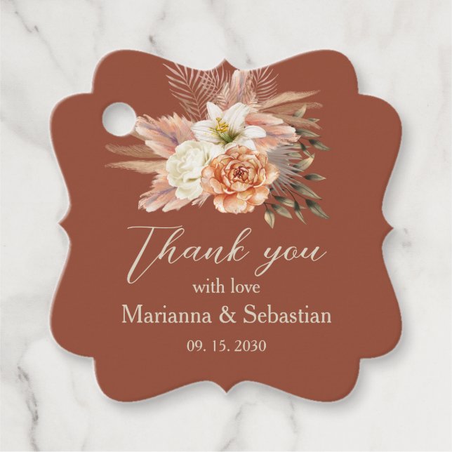 Étiquettes Cadeau Merci mariage de automne (Devant)