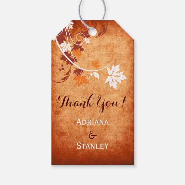 Étiquettes-cadeau Merci mariage de automne feuille d'érable (Devant)