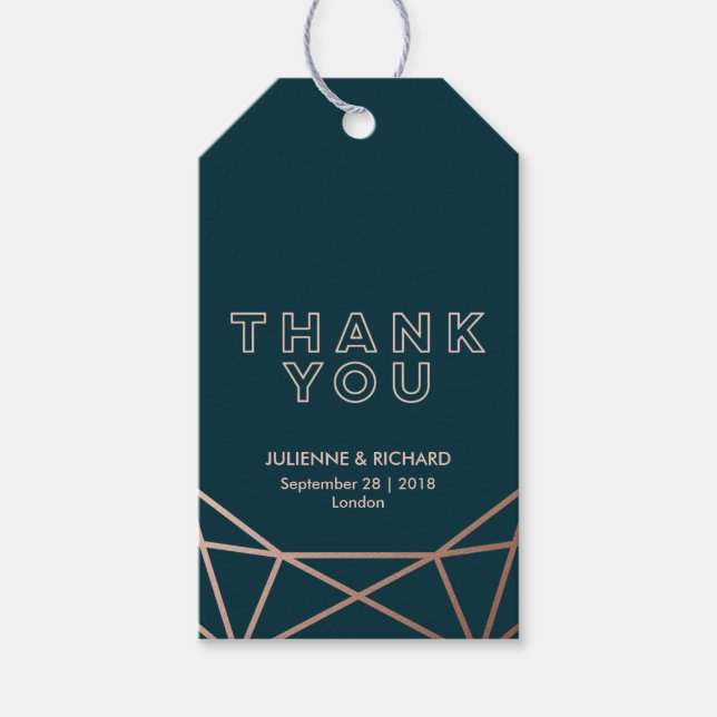 Étiquettes-cadeau Merci Mariage de diamant géométrique Favoriser (Devant)