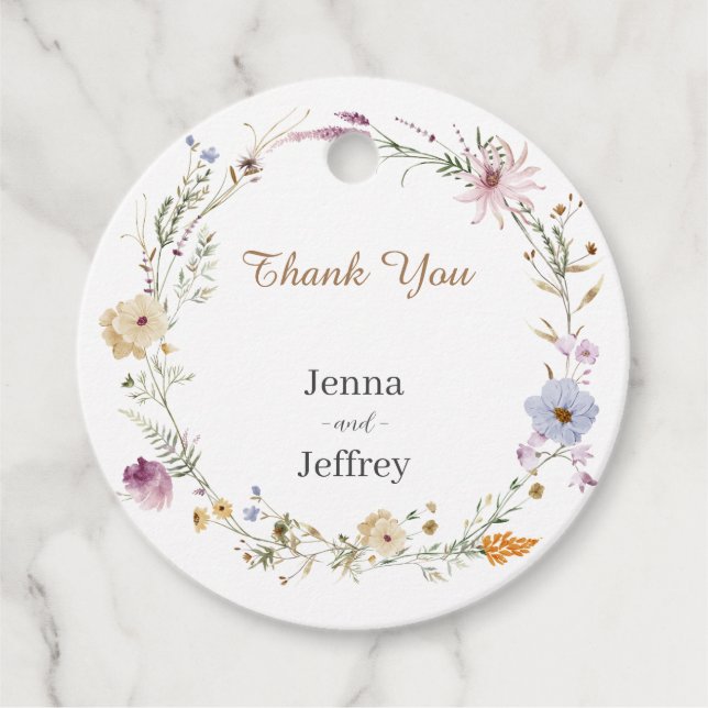 Étiquettes Cadeau Merci Mariage de fleurs de printemps (Devant)