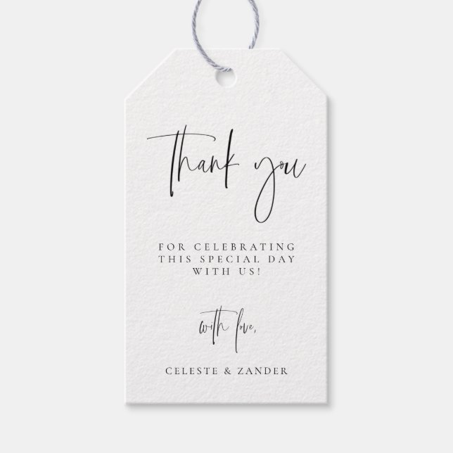 Étiquettes-cadeau Merci Mariage de phase de lune dorée (Devant)