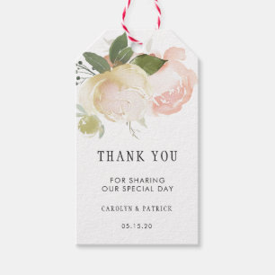 Étiquettes-cadeau Merci Mariage de pivoine d'ivoire rose