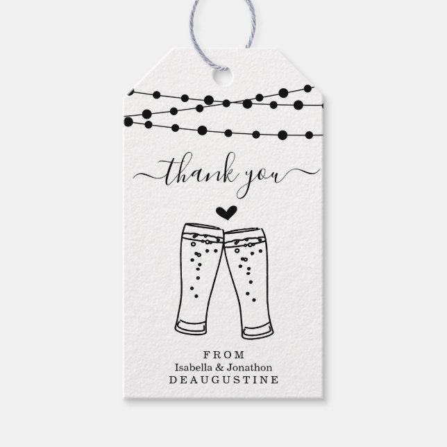 Étiquettes-cadeau Merci Mariage de toast de bière - Rustic Kraft (Devant)