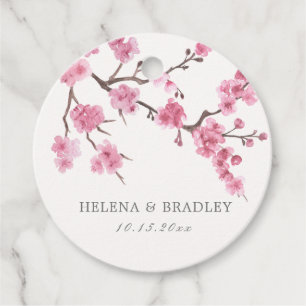 Étiquettes Cadeau Merci Mariage en fleurs de cerisier