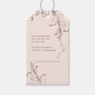 Étiquettes-cadeau Merci Mariage en terre cuite botanique minimal