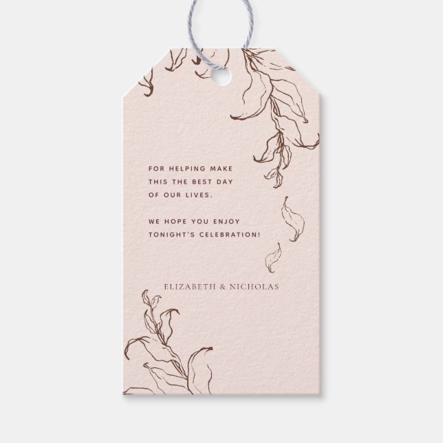 Étiquettes-cadeau Merci Mariage en terre cuite botanique minimal (Devant)