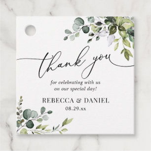 Étiquettes Cadeau Merci Mariage Eucalyptus de verdure rustique