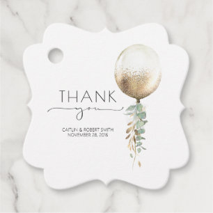 Étiquettes Cadeau Merci Mariage Eucalyptus vert Balloon