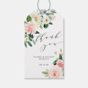 Étiquettes-cadeau Merci Mariage floral à fleurs blanches