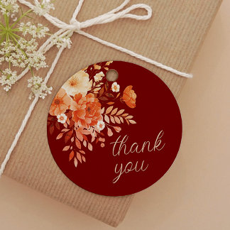Étiquettes Cadeau Merci Mariage floral de Bourgogne