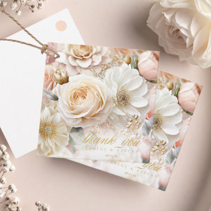 Étiquettes Cadeau Merci Mariage Floral Drama White ID1022