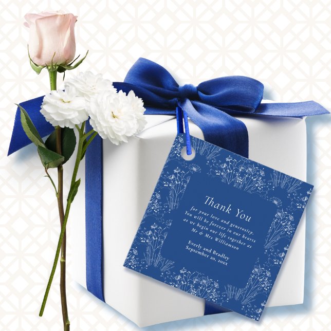 Étiquettes Cadeau Merci Mariage floral Fleur sauvage minimal (Créateur téléchargé)