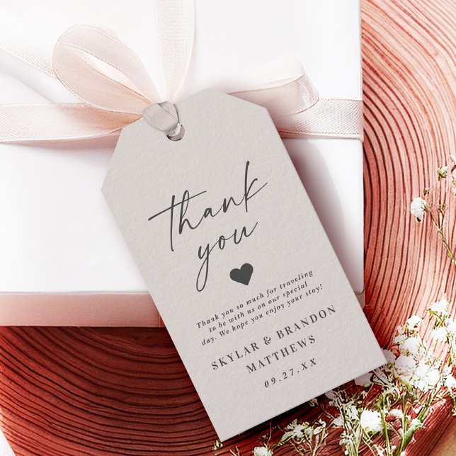 Étiquettes-cadeau Merci Mariage ivoire tout blanc simple et élégant (Express your gratitude with these chic Minimalist Wedding Favor Thank You Tags!)