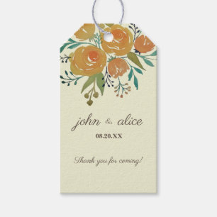 Étiquettes-cadeau Merci Mariage jaune orange et crème