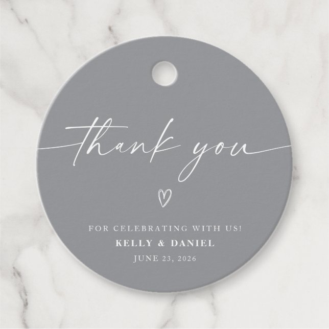 Étiquettes Cadeau Merci Mariage minimaliste (Devant)