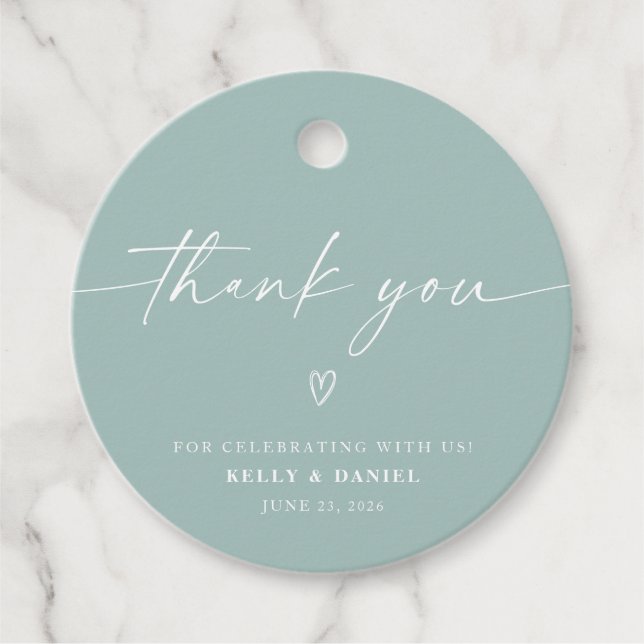 Étiquettes Cadeau Merci Mariage minimaliste (Devant)