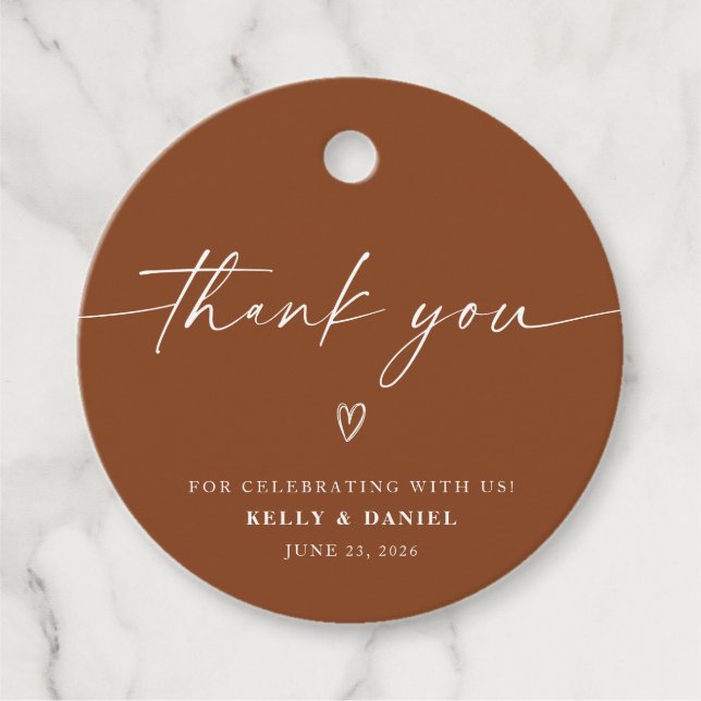 Étiquettes Cadeau Merci Mariage minimaliste (Devant)