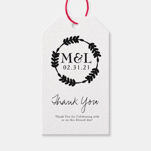 Étiquettes-cadeau Merci Mariage minimaliste couronne (Devant)