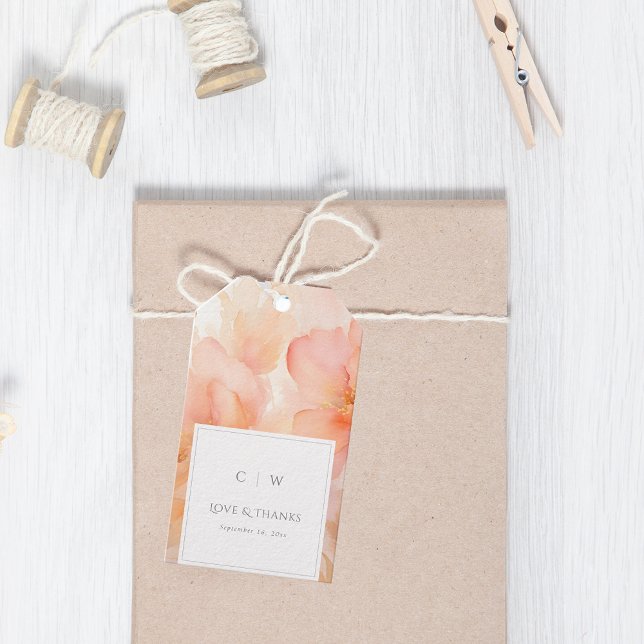 Étiquettes-cadeau Merci Mariage moderne à fleurs de pêche (Créateur téléchargé)