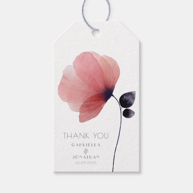 Étiquettes-cadeau Merci Mariage moderne Blush Watercolor (Devant)