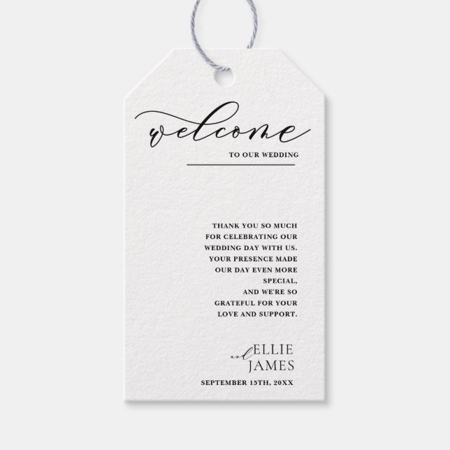 Étiquettes-cadeau Merci Mariage moderne simple noir et blanc (Devant)