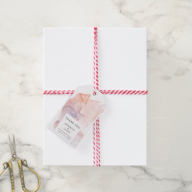 Étiquettes-cadeau Merci Mariage moderne transparent en soie (Avec de la ficelle)