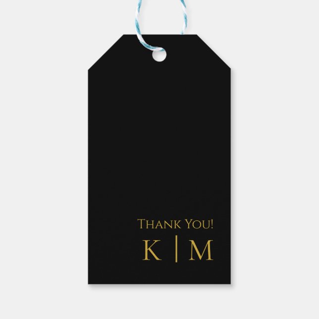 Étiquettes-cadeau Merci Mariage noir et or - (Dos)