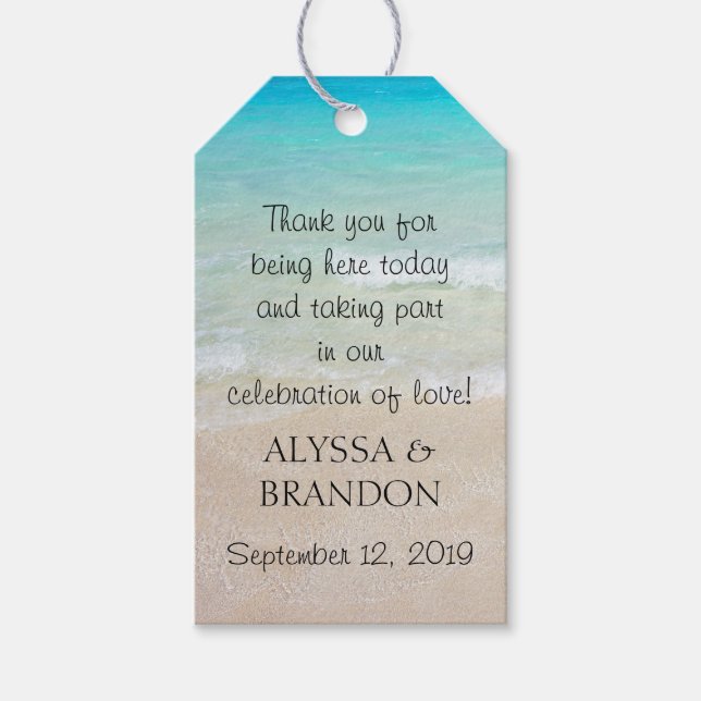 Étiquettes-cadeau Merci Mariage Océan tropical Favoriser les étiquet (Devant)