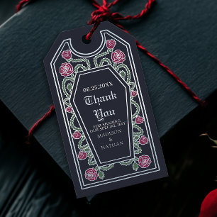 Étiquettes-cadeau Merci Mariage Rose bleu argenté gothique