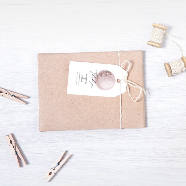 Étiquettes-cadeau Merci Mariage rose pâle de la lune mystique (Créateur téléchargé)