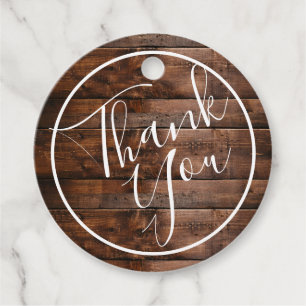 Étiquettes Cadeau Merci Mariage rustique en bois